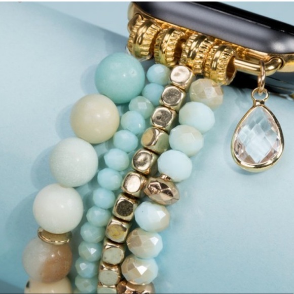 Amazonite Apple Watch Beaded Stretch Bracelet - Picture 3 of 8